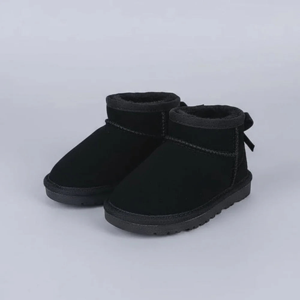 Kids Warm Fur Lined Winter Shoes - Cozy Non Slip Ankle