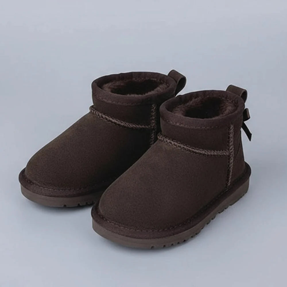 Kids Warm Fur Lined Winter Shoes - Cozy Non Slip Ankle
