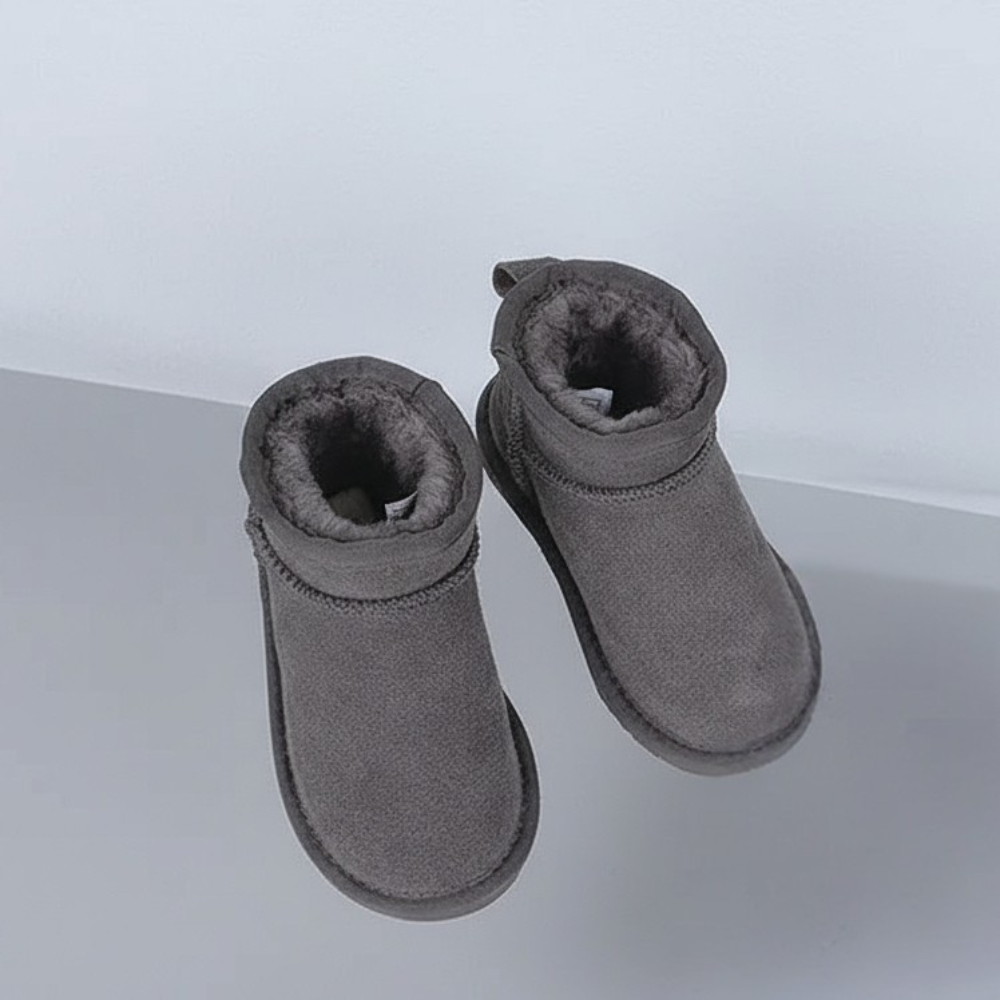 Kids Warm Fur Lined Winter Shoes - Cozy Non Slip Ankle