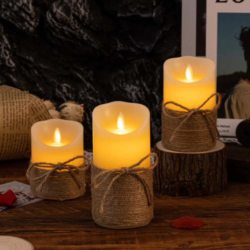 LED Candles Candle Holders Set Flameless Warm Glow Home Decor