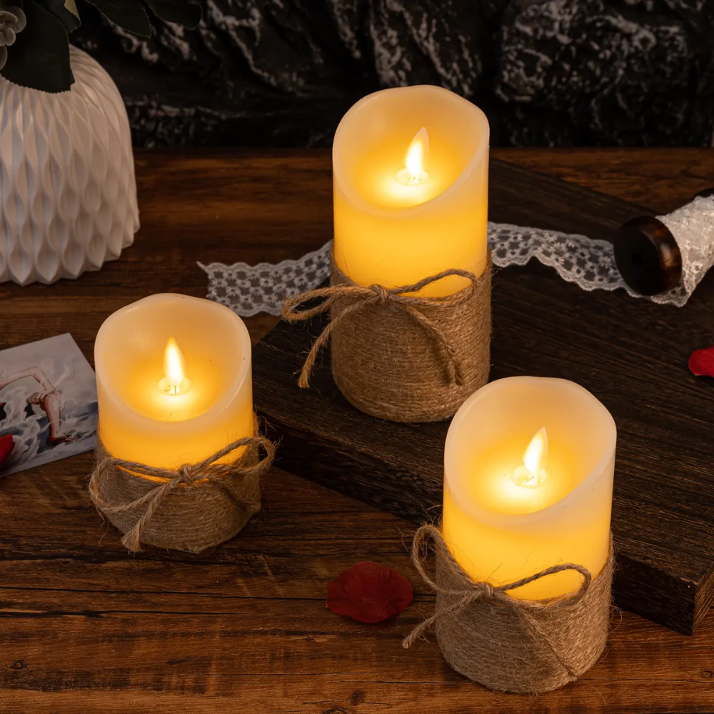 LED Candles Candle Holders Set Flameless Warm Glow Home Decor