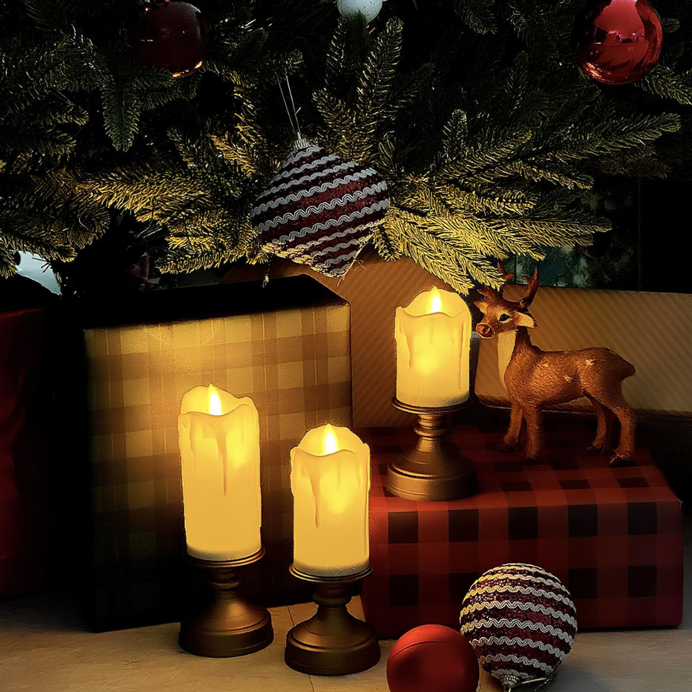 LED Candles Candle Holders Set Flameless Warm Glow Home Decor