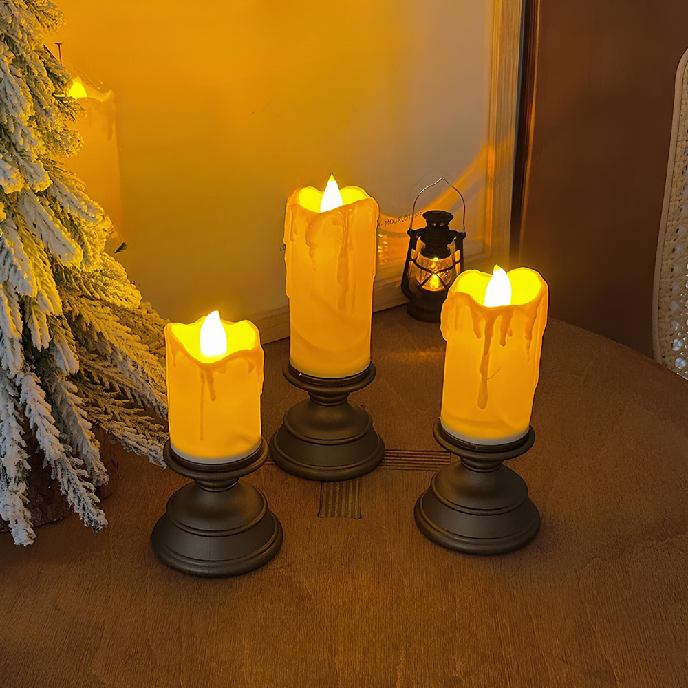 LED Candles Candle Holders Set Flameless Warm Glow Home Decor