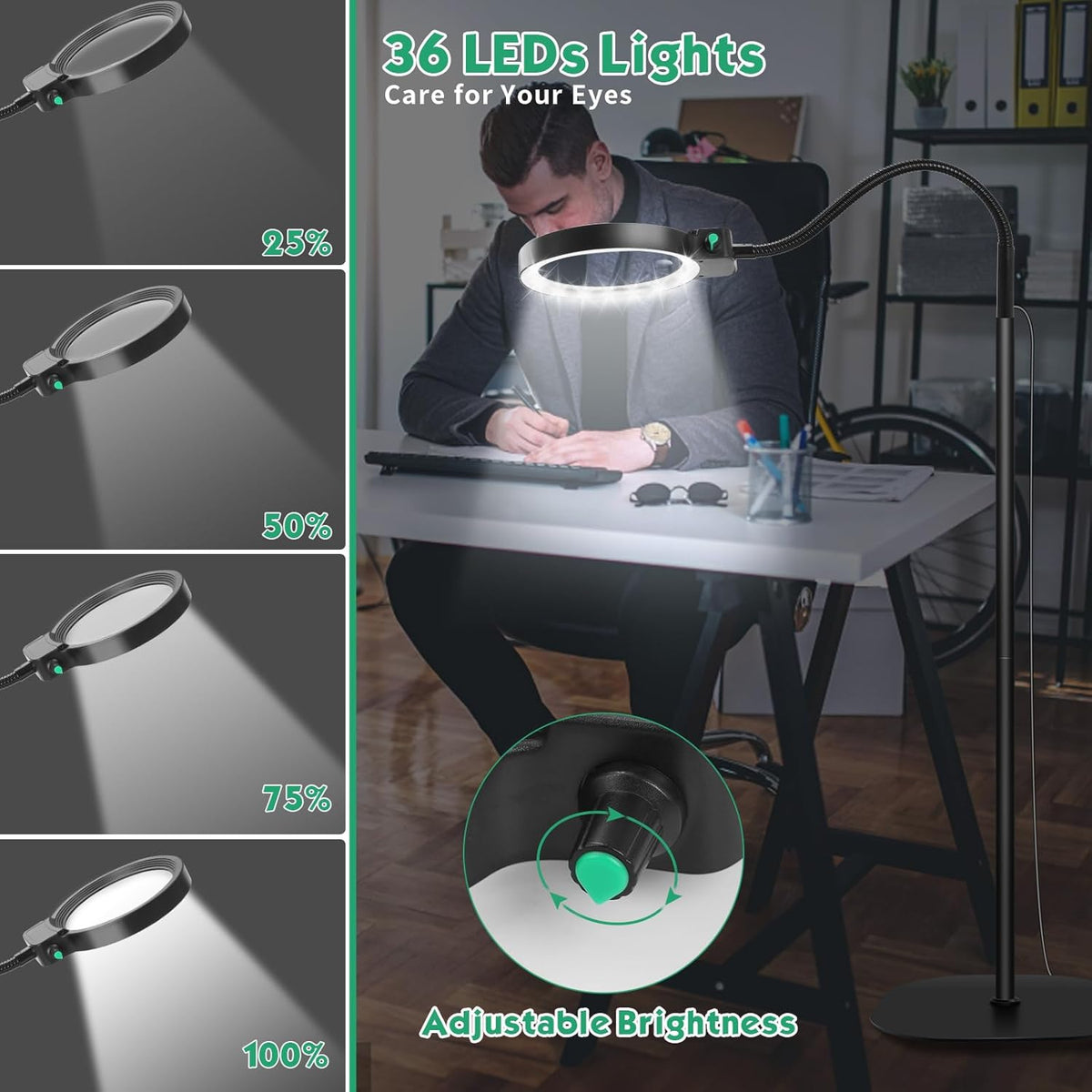 LED Magnifying Glass Hands Free Craft Reading