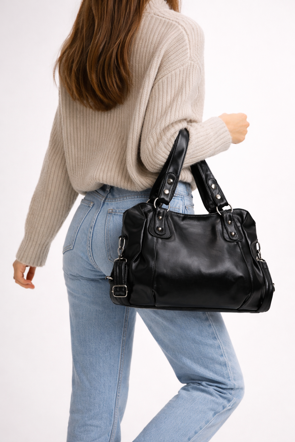 Large black handbag for school | TARANTO
