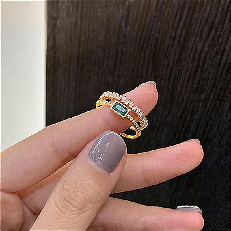 Peacock Green Diamond Duble Ring