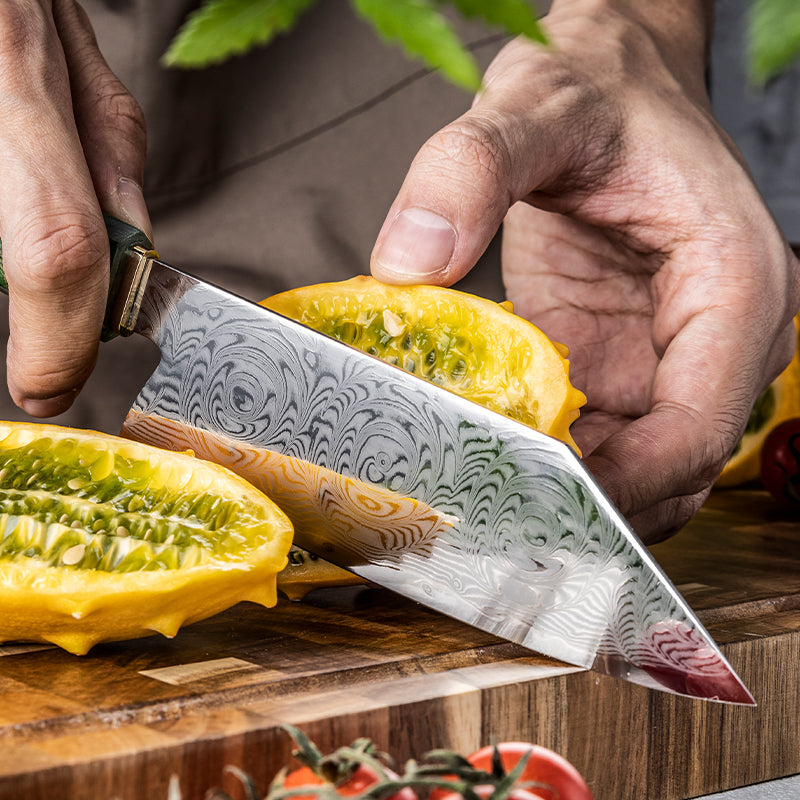 Midori no Shō (翠の章) Damascus Steel - 5 Inch Bunka Chef's Knife