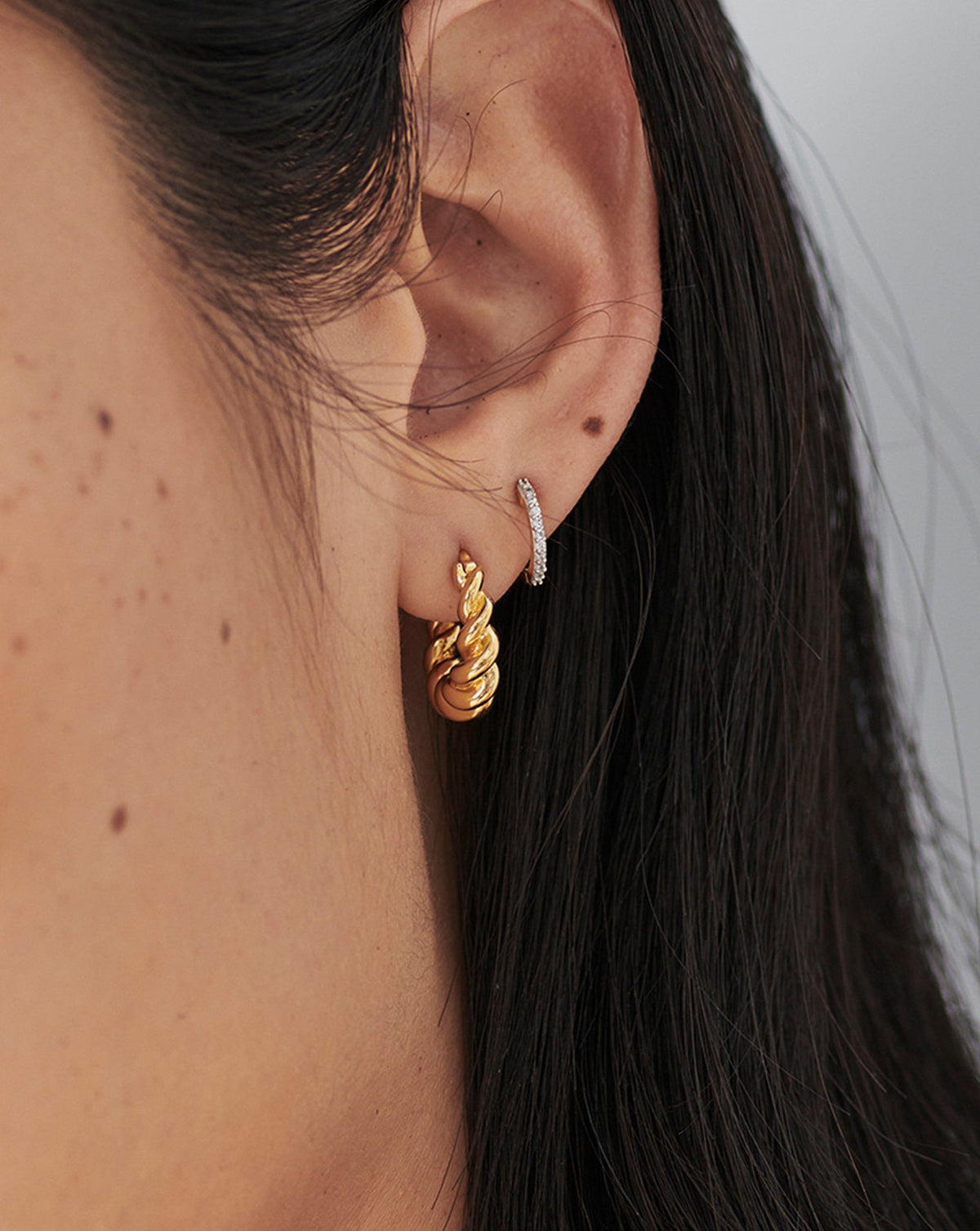 Croissant 925 Sterling Silver Hoop Earrings
