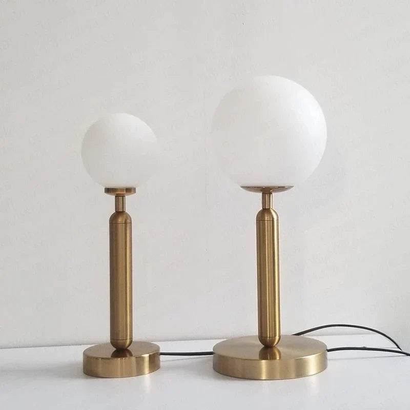 Brass Table Lamp with LED Glass Ball - Elegant and Modern | BrassGlow