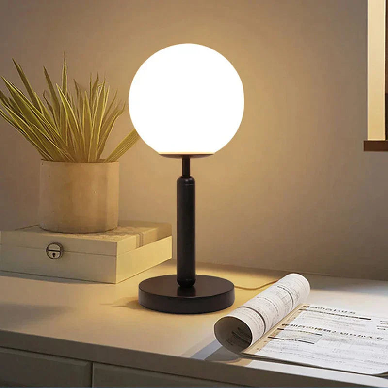 Brass Table Lamp with LED Glass Ball - Elegant and Modern | BrassGlow