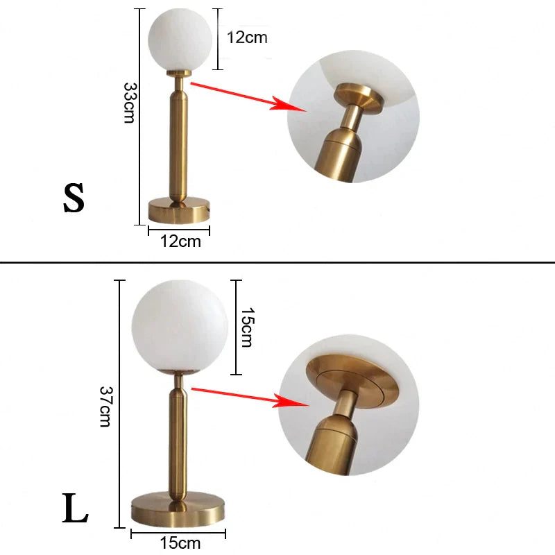 Brass Table Lamp with LED Glass Ball - Elegant and Modern | BrassGlow