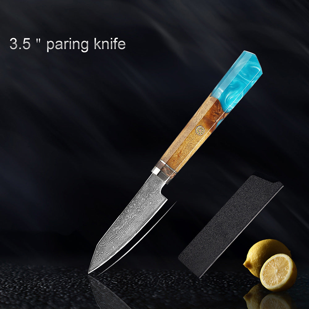Seiki (清木) Japanese Damascus Steel Knife With Blue Resin Handle