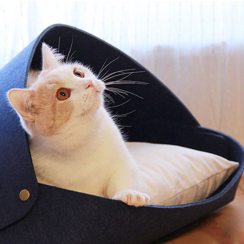 Semi-Enclosed Felt Cat Bed