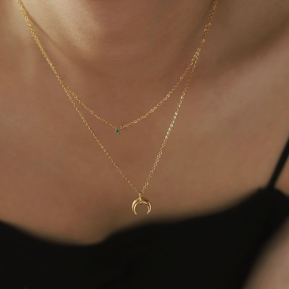 Green Diamond Crescent Double Stacked Chain