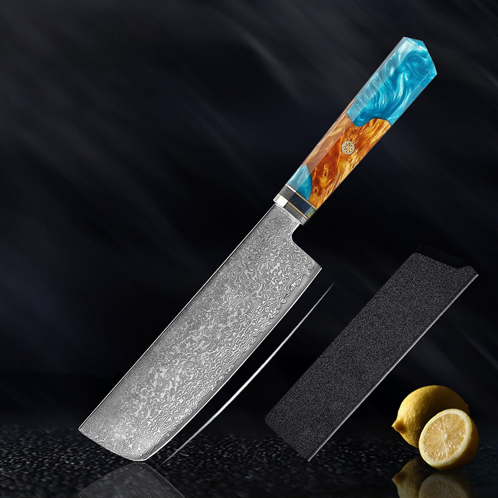 Seiki (清木) Japanese Damascus Steel Knife With Blue Resin Handle