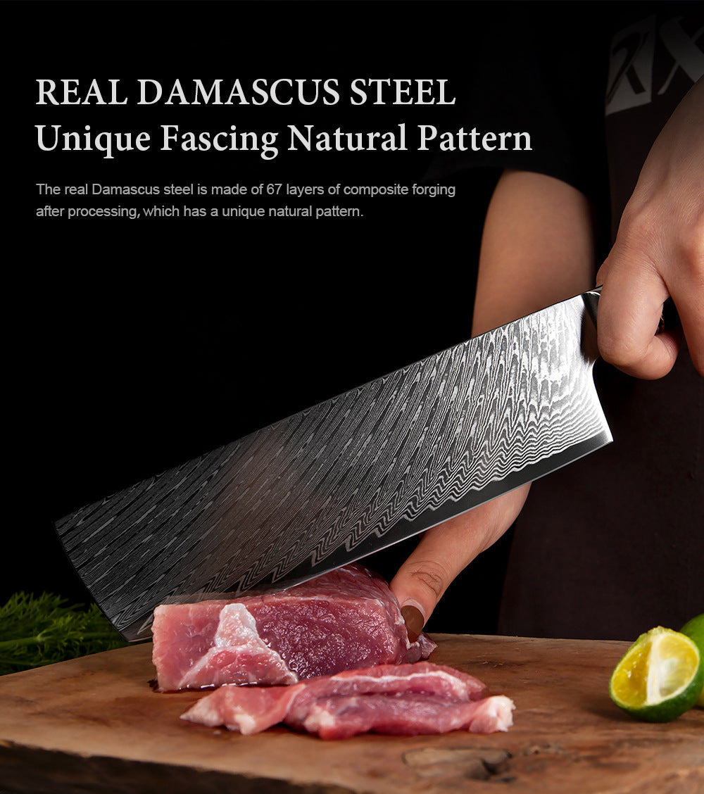 SAKUTO (作東) Japanese Damascus Steel Kitchen Knife Set With Coloured Black Handle