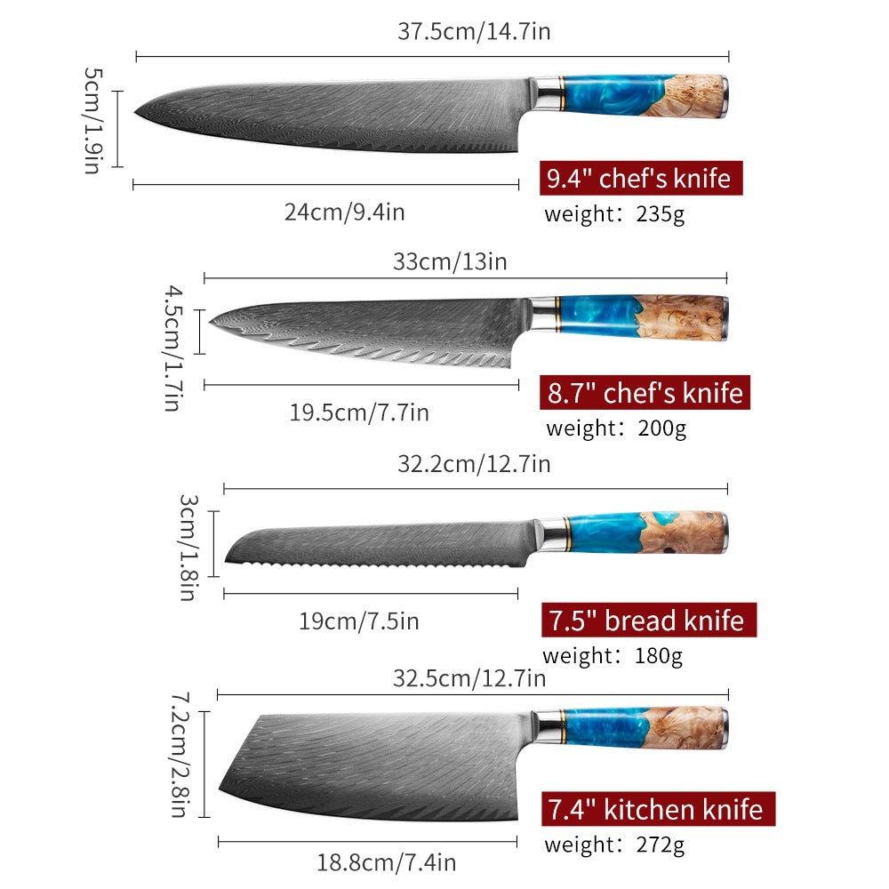 SAKUTO Japanese Knives Damascus Steel Kitchen Knife Magnetic Knives Block/Holder （separate purchase）
