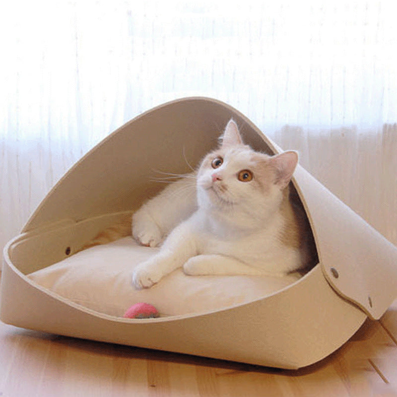Semi-Enclosed Felt Cat Bed