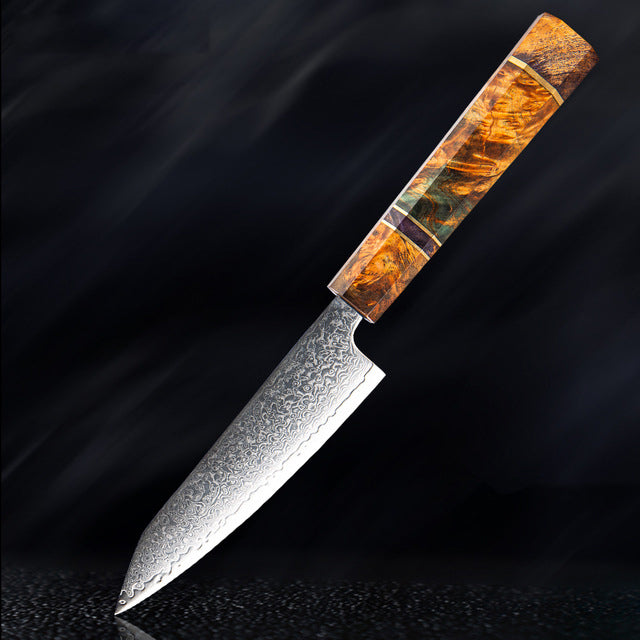 SAKUTO (久拓) Japanese Damascus Steel Kitchen Knife With Coloured Octagonal Handle