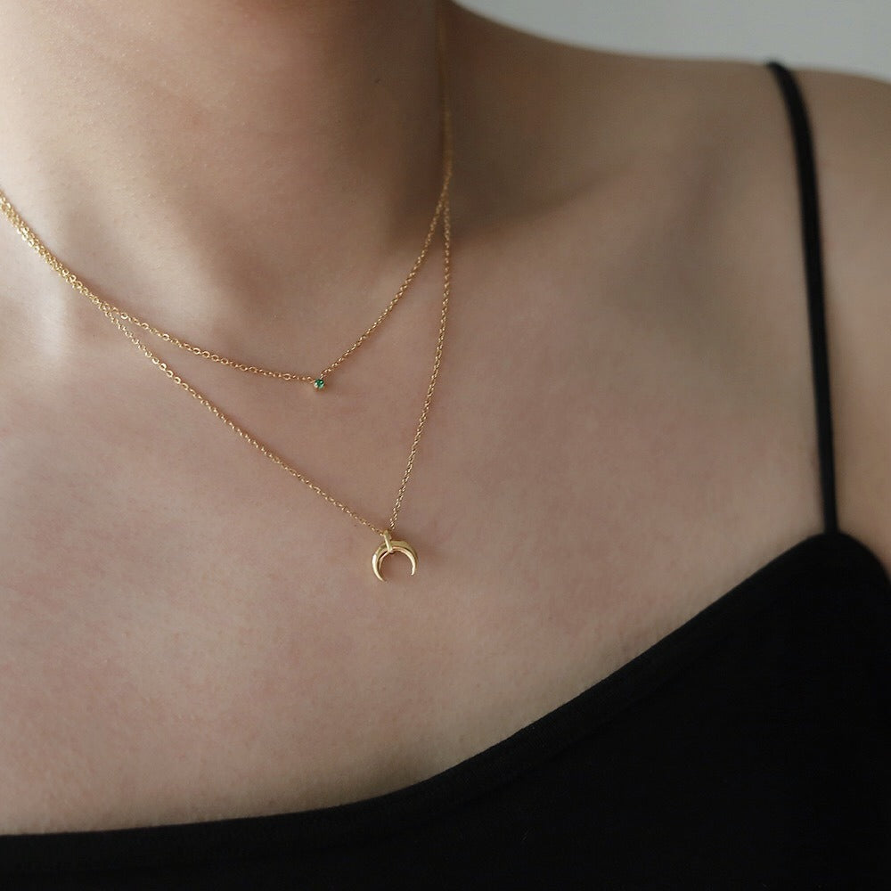 Green Diamond Crescent Double Stacked Chain