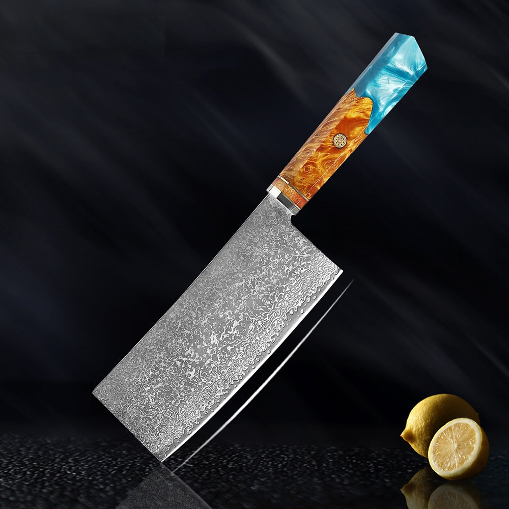 Seiki (清木) Japanese Damascus Steel Knife With Blue Resin Handle