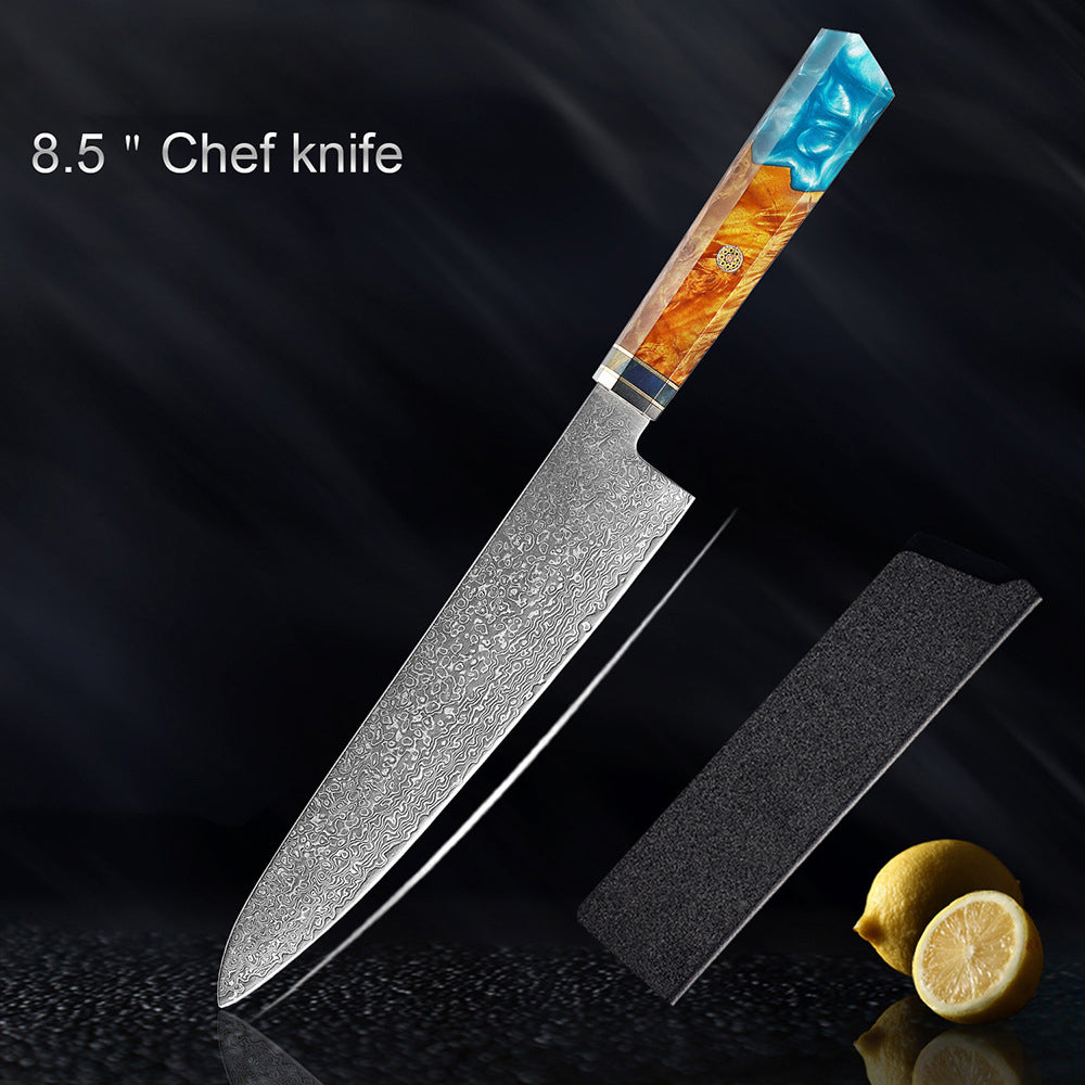 Seiki (清木) Japanese Damascus Steel Knife With Blue Resin Handle