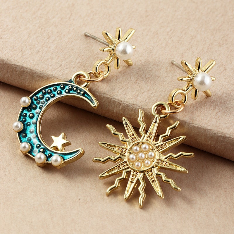 Greece Fairy Tale Moon&Sun Stud Earrings