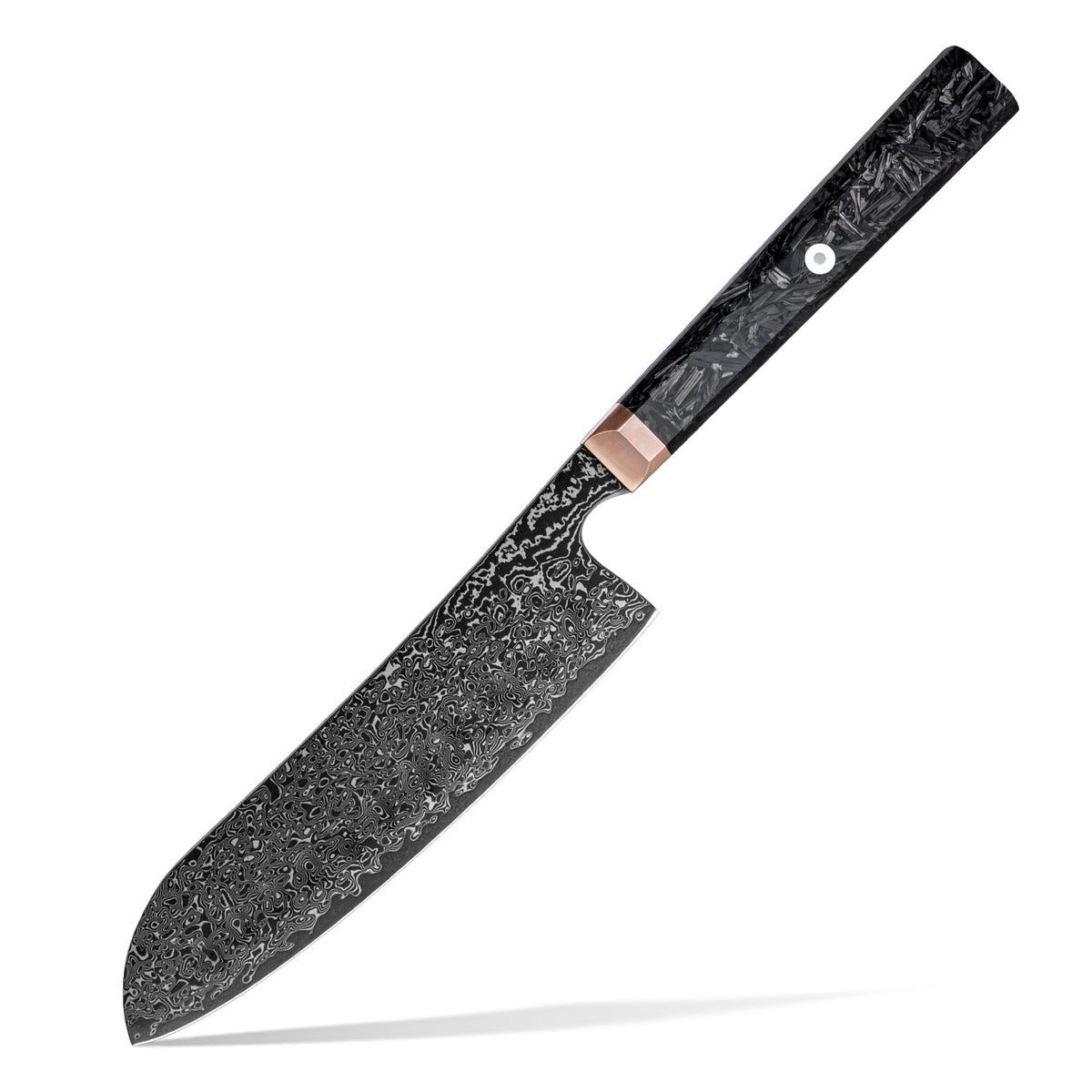 Obsidian (黒曜石) Damascus Steel - 6.8 Inch Santoku Chef's Knife