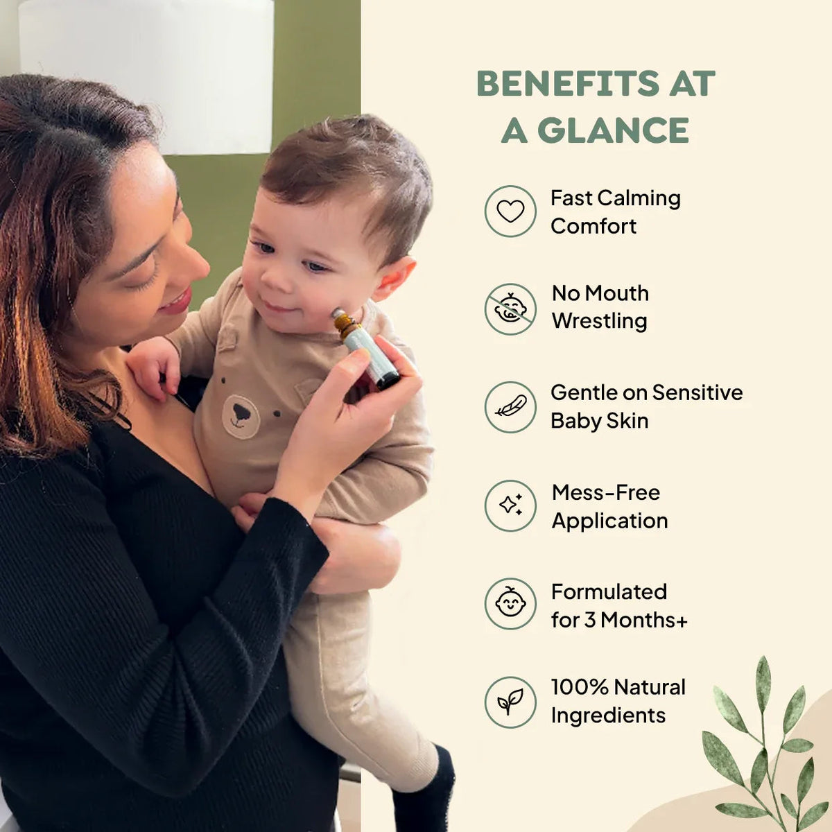 Natural Baby Teething Roller with Roman Chamomile and Lavender - Soothing Essential Oil Topical Blend for Infants 3 Months and Up