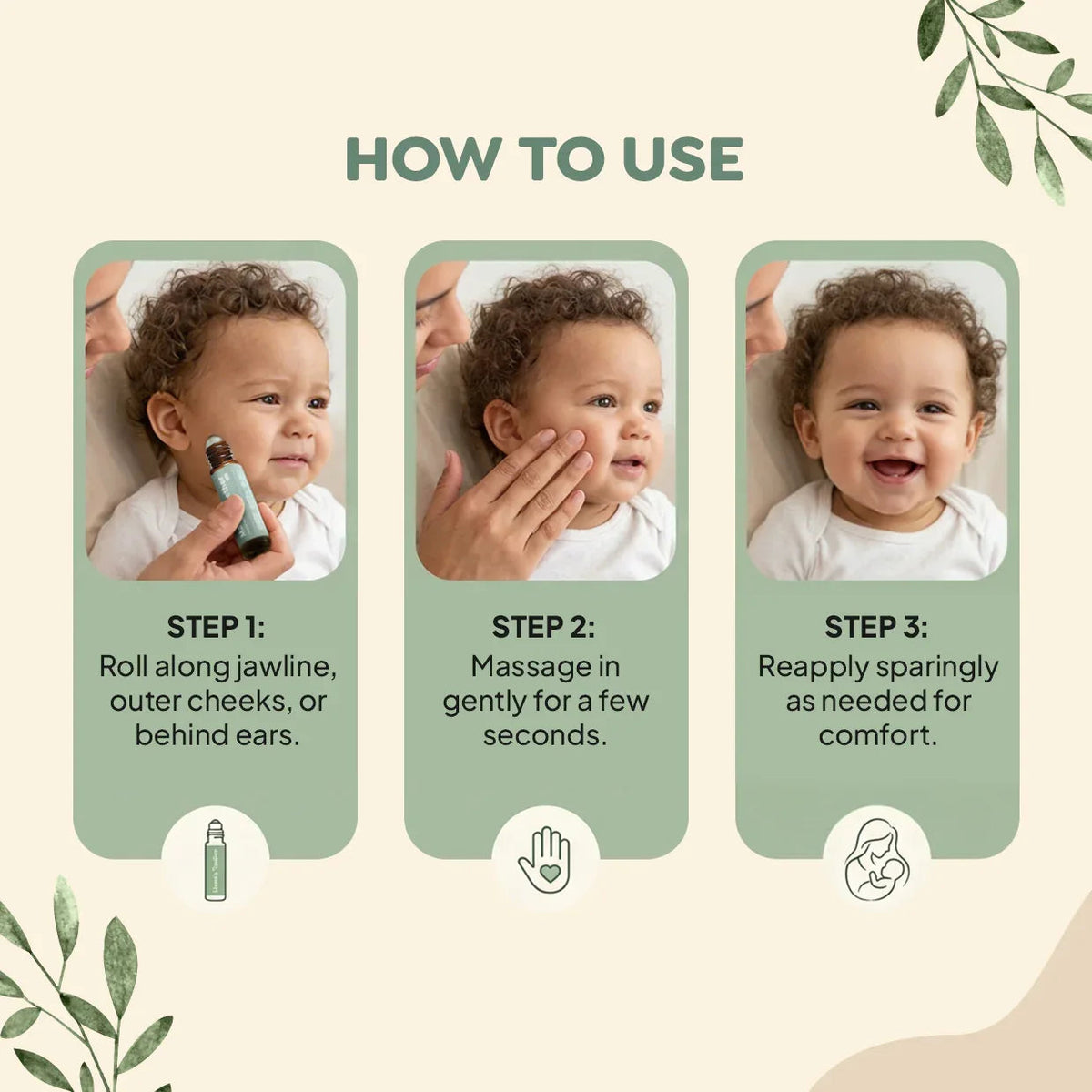 Natural Baby Teething Roller with Roman Chamomile and Lavender - Soothing Essential Oil Topical Blend for Infants 3 Months and Up