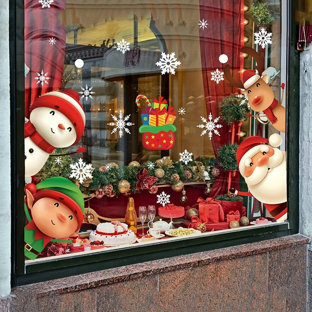 Outdoor Christmas Decorations Santa Snowflake Window Decals
