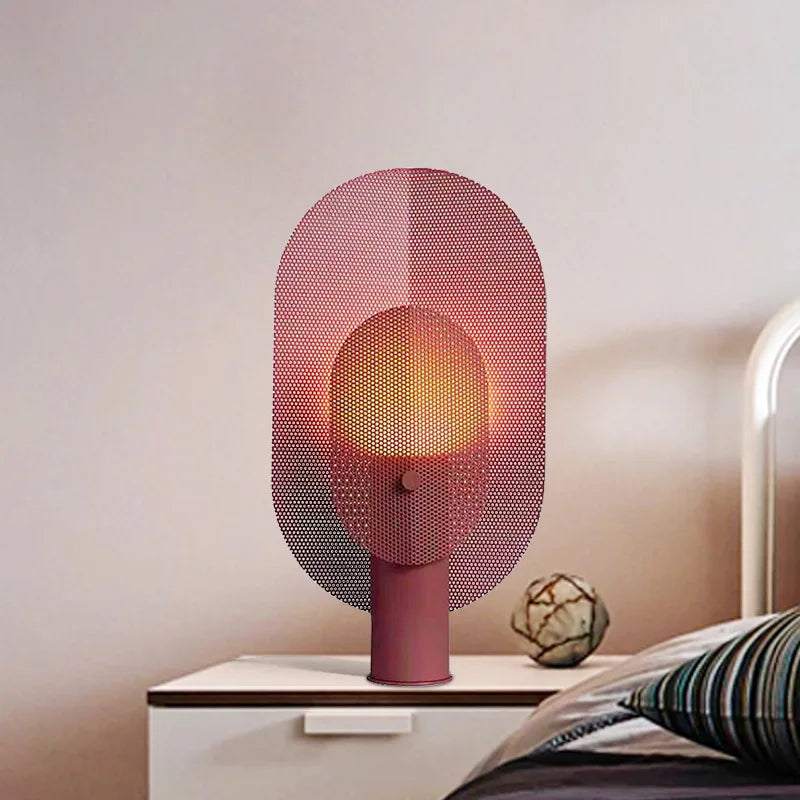 Nordic Designer Table Lamp in Grid Look – Modern LED Light for Living and Bedrooms