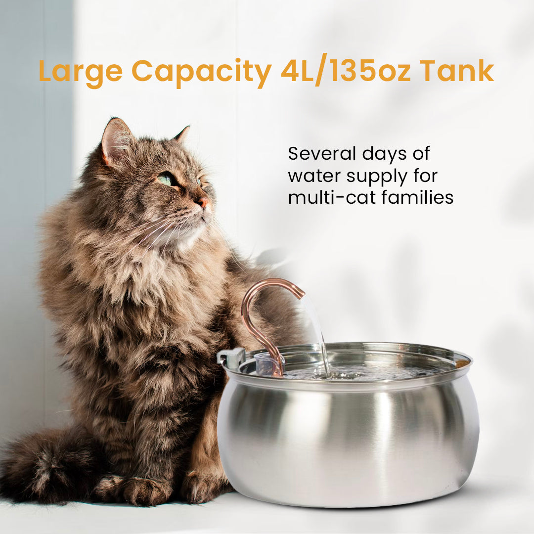 3.2 L Automatic Pet Fountain 304 Stainless Steel Cat Water Dispenser with Filter
