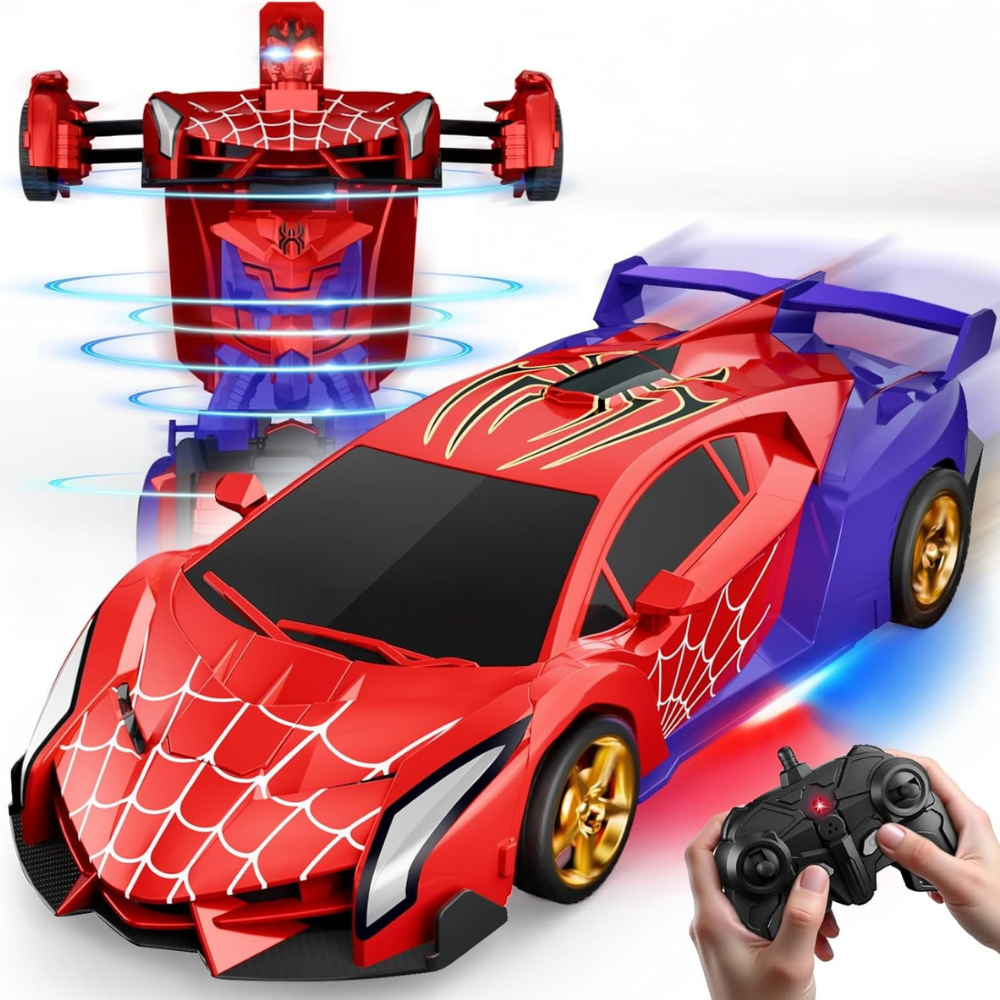 Remote Control Gift Transform Car Robot Toy LED Lights