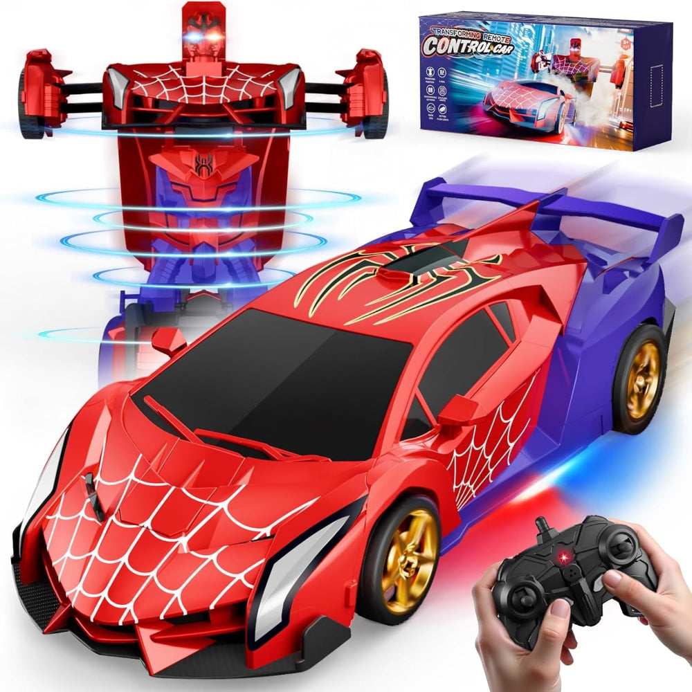 Remote Control Gift Transform Car Robot Toy LED Lights