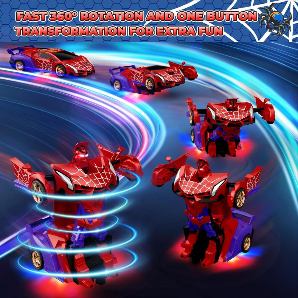 Remote Control Gift Transform Car Robot Toy LED Lights