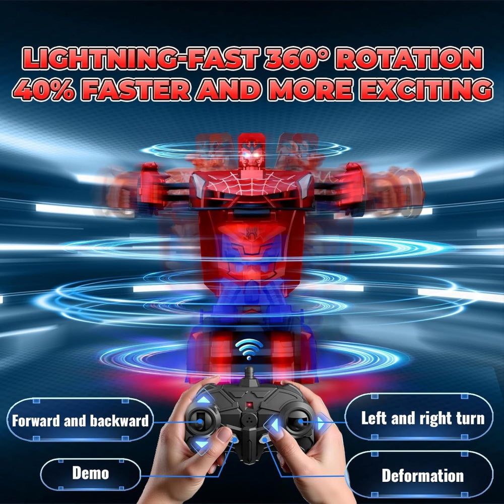 Remote Control Gift Transform Car Robot Toy LED Lights