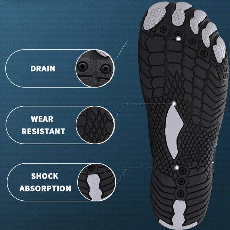 Quick-Drying Fitness Water Shoes for Men and Women- Wading Sneakers with Drainage ,Barefoot Beach Aqua Shoes Ideal for Sea Diving Swimming and Climbing