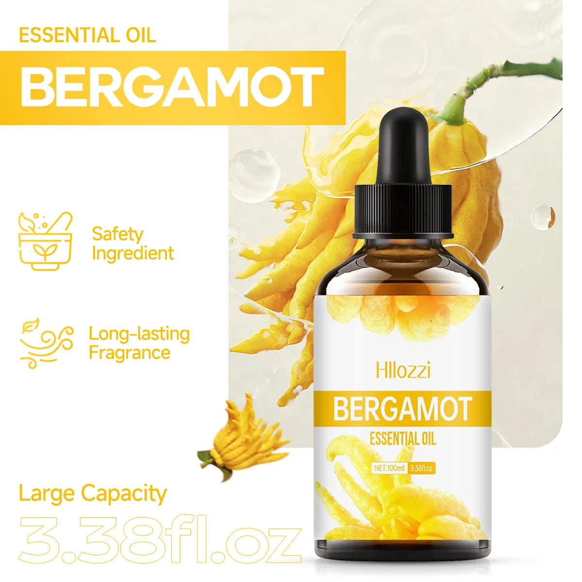 Avichic™ Bergamot Essential Oil – Premium Pure Oil for Hair Care, Skin, Aromatherapy Diffusers, Massage & Humidifiers