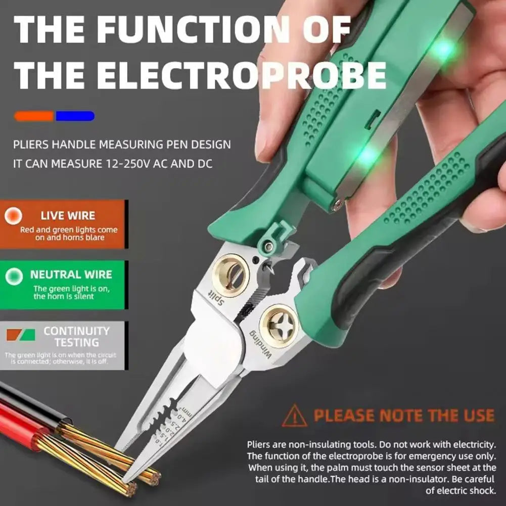 8-in-1 High-Precision Wire Stripper with Voltage Tester – Multi-Function Electric Wire Cutter