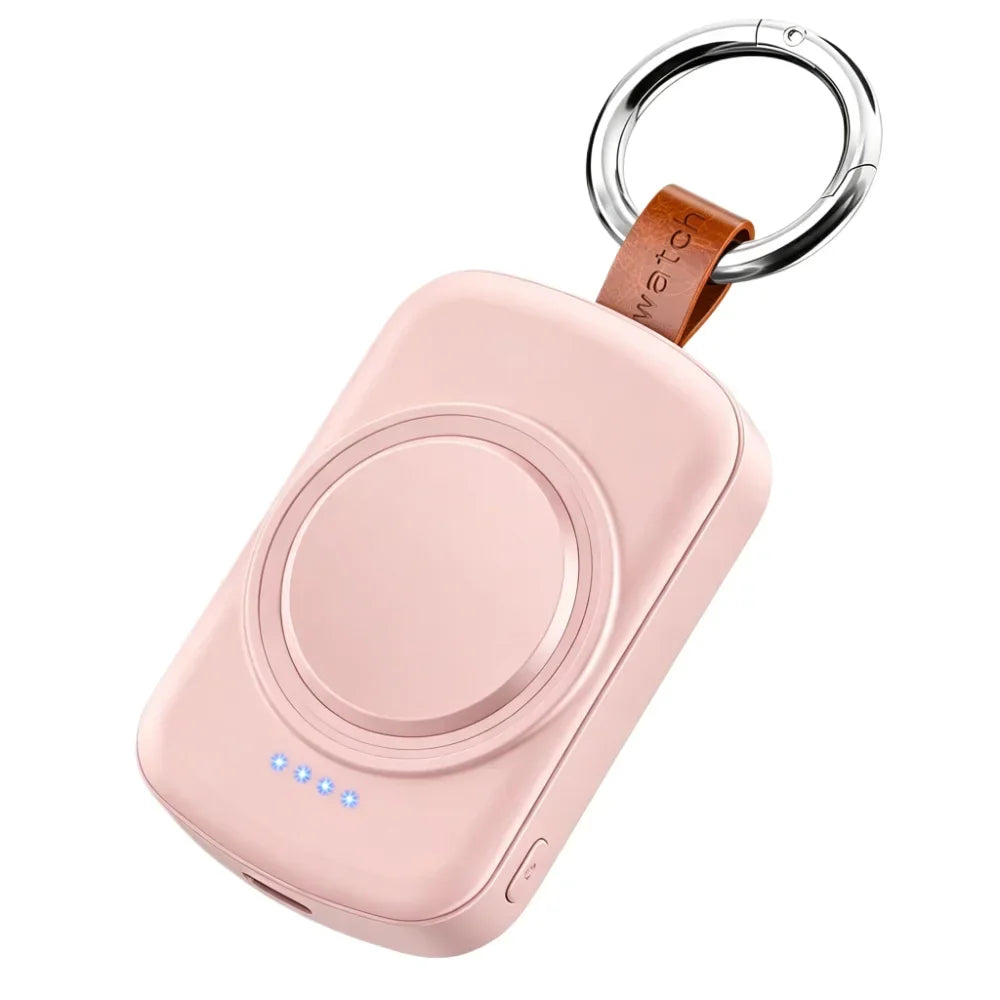 Portable Magnetic Smartwatch Charger Keychain with 1800mAh Battery – Wireless Charging Dock