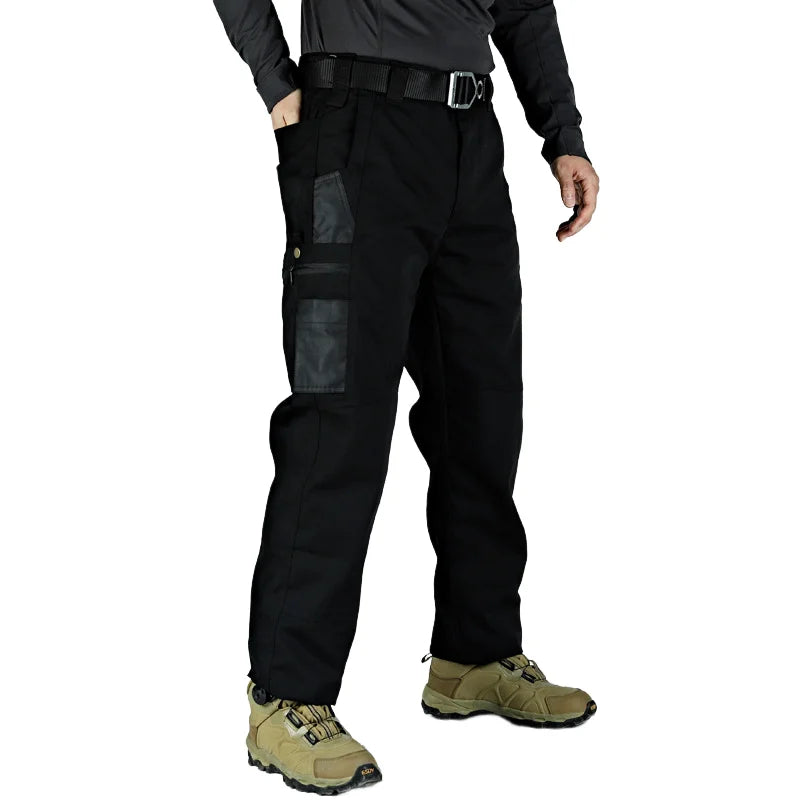Men's Tactical Cargo Pants with Multiple Pockets – Straight-Leg Outdoor Hiking Trousers