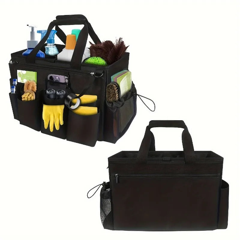 1pcs Multipurpose Cleaning Tool Organizer Bag Portable Crossbody Design Durable Oxford Fabric Storage Pouch for Home Car Travel