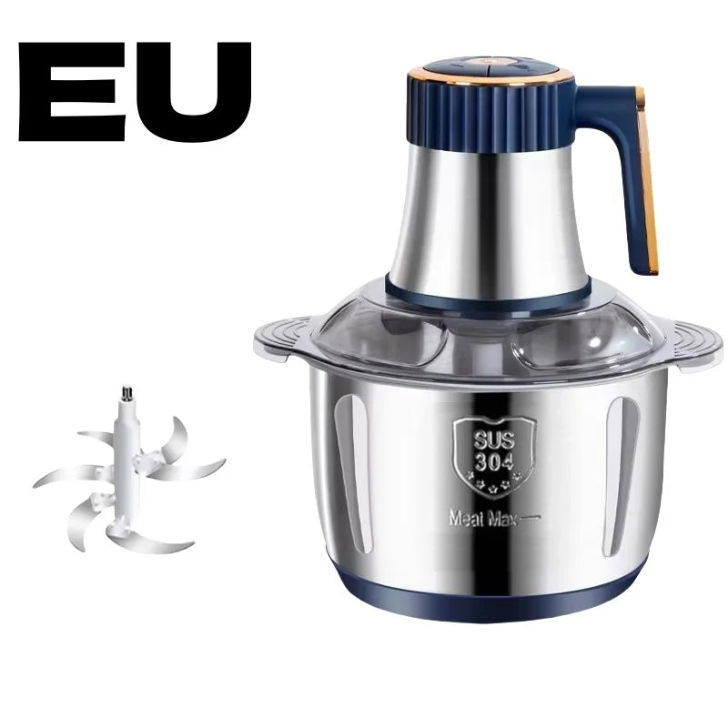 Electric Food Processor and Meat Grinder with 5L Stainless Steel Bowl - Multifunction Kitchen Mixer Machine for Vegetables and Meat - Unisex