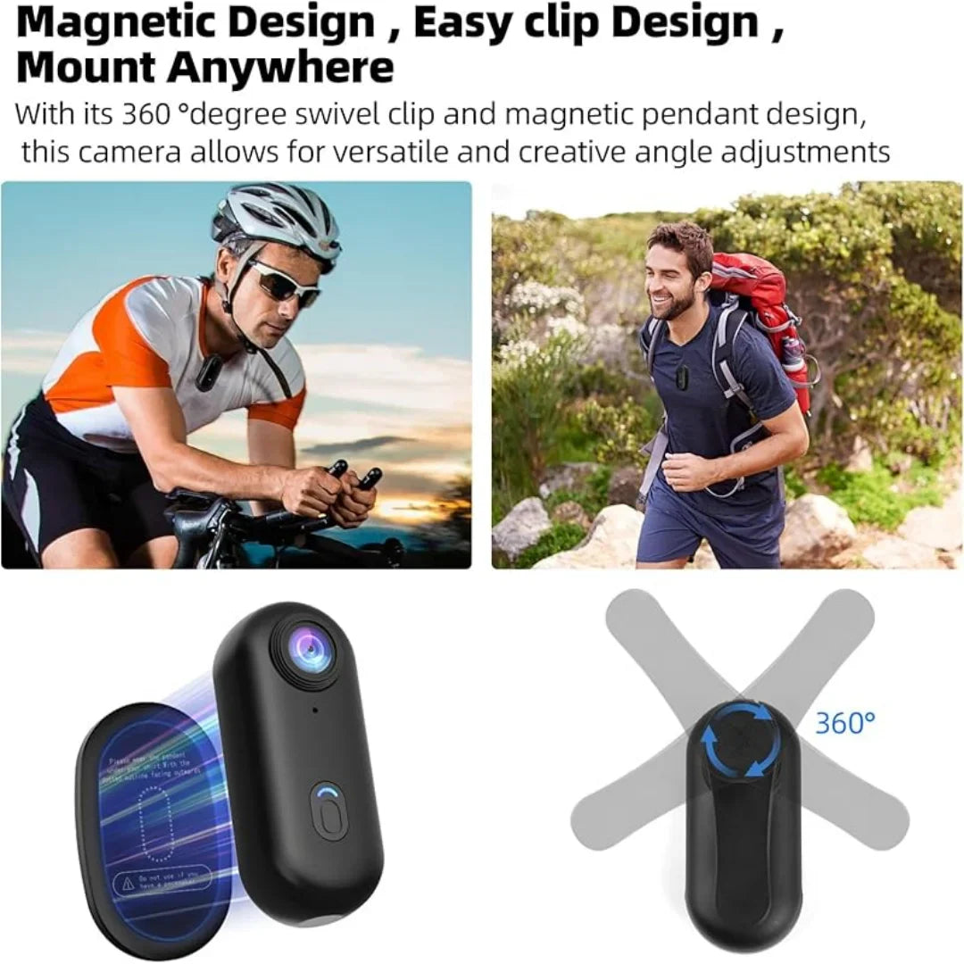 4K Mini WiFi Action Camera – Wearable Thumb-Sized Body Cam with Waterproof Case, Magnetic Clip, and 360° Mount for Sports, Travel & POV Recording