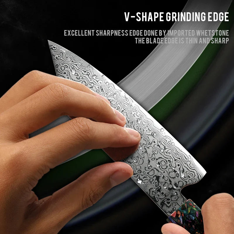 Agano 5.5″ Damascus Steel Bunka 文化