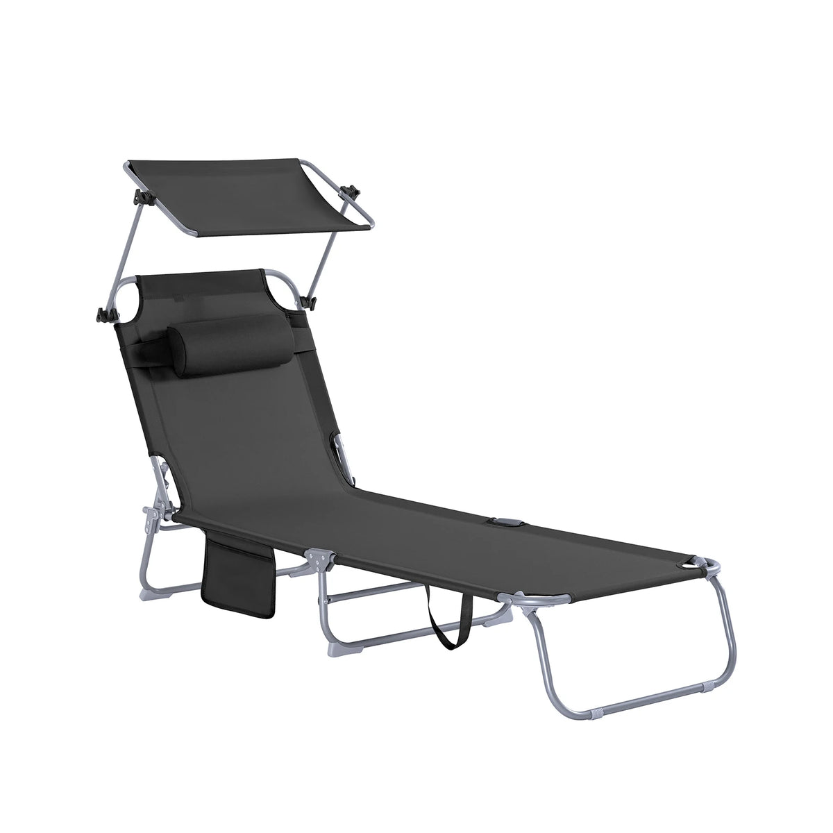 Outdoor Garden Swing Lounger with Metal Frame and Side Storage Bag - Ergonomic Relaxing Rocking Chair for Courtyard, Beach, and Balcony