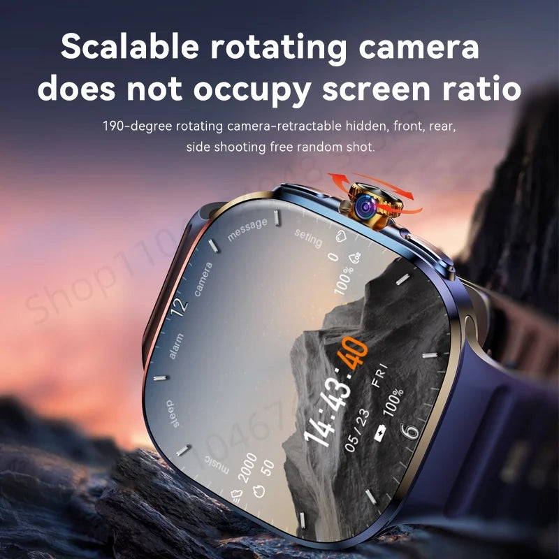 M99 5G Smartwatch with 2.4 Inch AMOLED Screen and 900W Rotating Camera - WiFi GPS Navigation Watch with Heart Rate Monitor for Men and Women