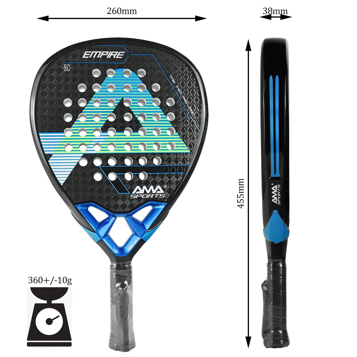 Full Carbon Padel Racket – Lightweight Frosted Surface Paddle Tennis Racquet for Beginners & All-Level Players