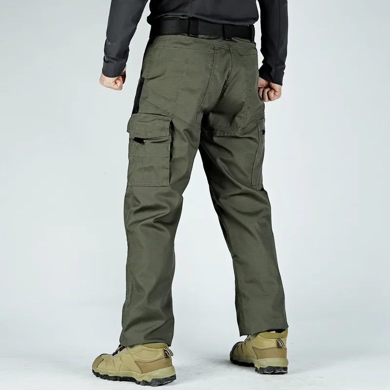 Men's Tactical Cargo Pants with Multiple Pockets – Straight-Leg Outdoor Hiking Trousers